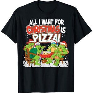 Teenage Mutant Ninja Turtles Pizza For Christmas T Shirt Mens 2XL Black Tee NWT